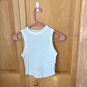 White Sleeveless Ribbed Tank Top